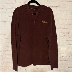 Vintage 90s Harley-Davidson Thermal Henley Long Sleeve Shirt Men's L Waffle Knit